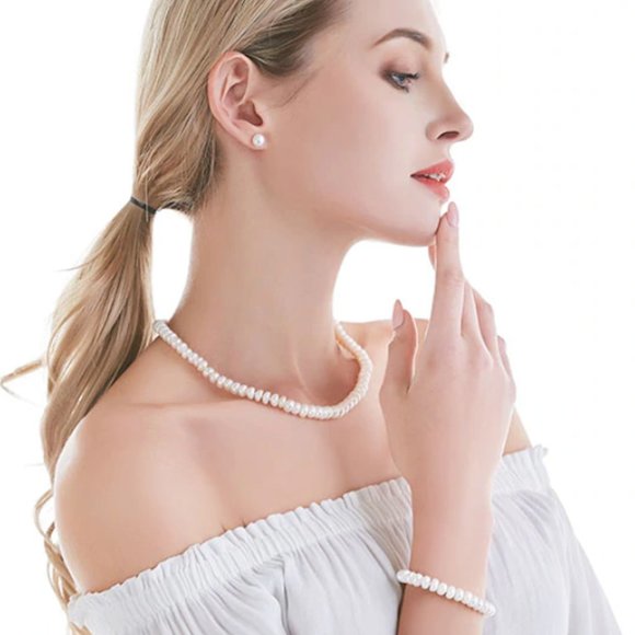 NEW 925 Silver Natural  Pearl Stud Earrings - Picture 4 of 13